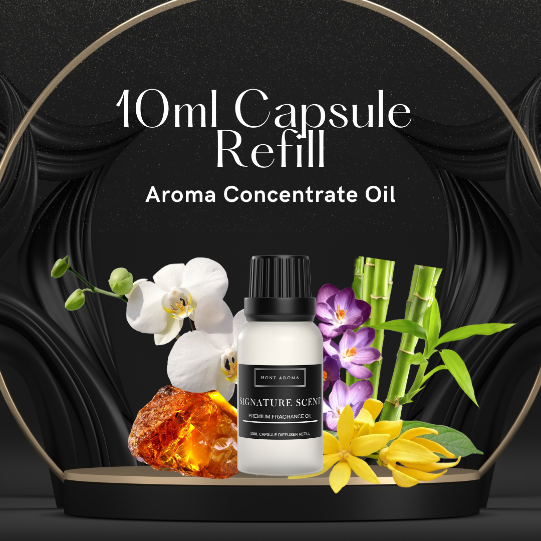 Hone Aroma 10ml Capsule Refill bottle of Vanilla Euphoria Essential Aroma Oil Concentrate with flowers and amber